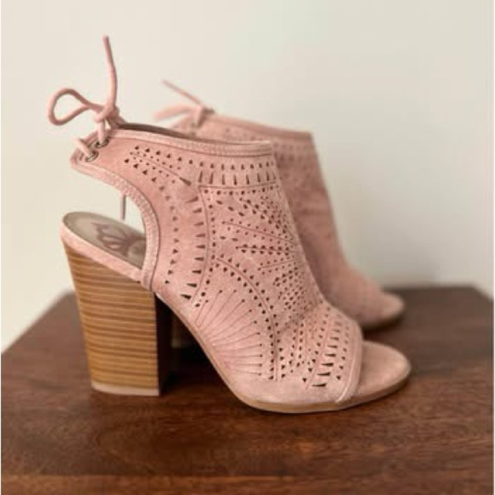 Fergalicious Peep-Toe Blush Heels